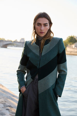 GREEN TRICOLOR COAT