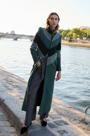 GREEN TRICOLOR COAT