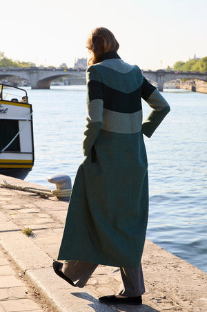 GREEN TRICOLOR COAT