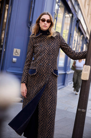 NAVY ZEBRA COAT