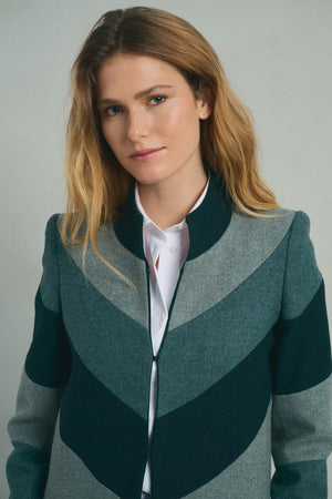 GREEN TRICOLOR COAT