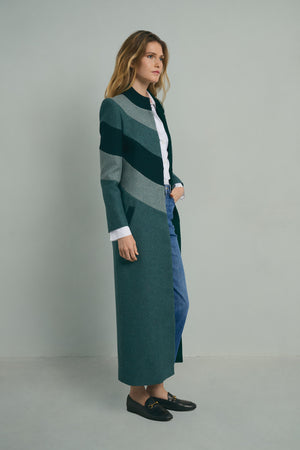 GREEN TRICOLOR COAT