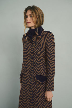 NAVY ZEBRA COAT