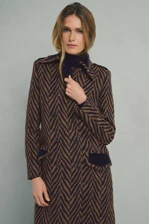 NAVY ZEBRA COAT