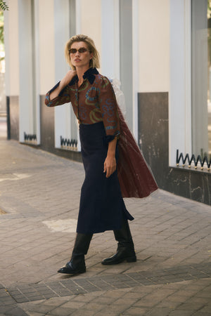 NAVY MONTROUGE BLOUSE