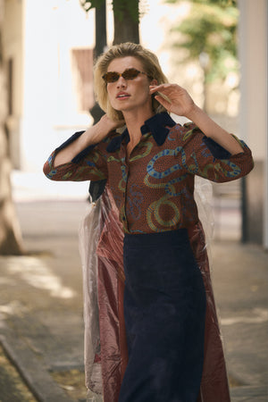 NAVY MONTROUGE BLOUSE